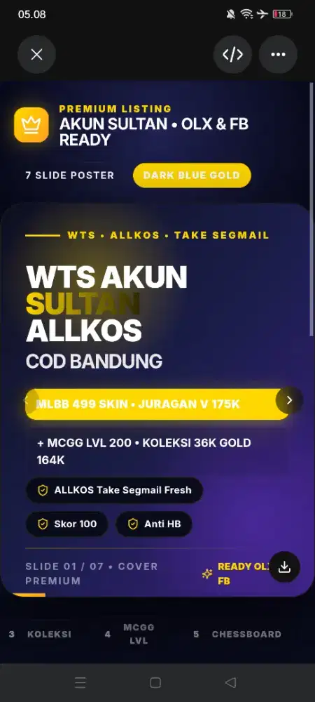 Jual Akun Mobile legends