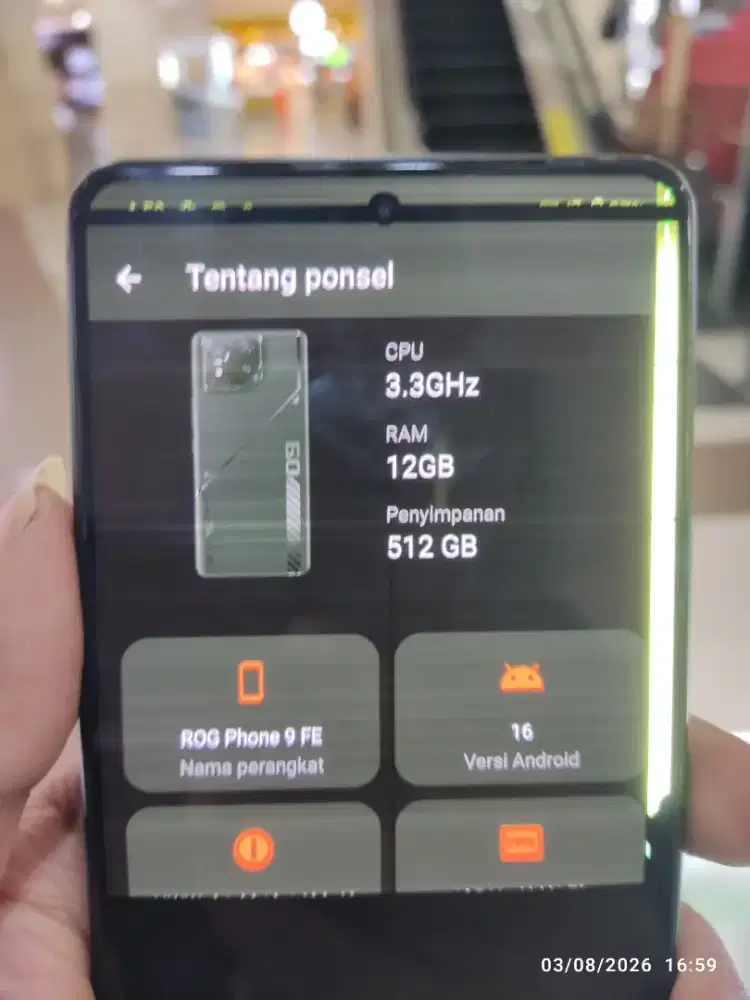 Second Asus rog phone 9fe 12gb 512gb minus minta ganti lcd e  resmi
