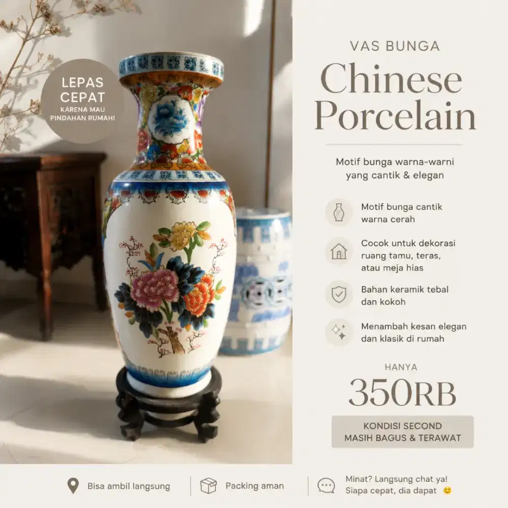 Vas Keramik Motif Bunga Chinese Porcelain