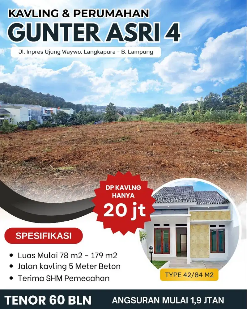 KAVLING GUNUNG TERANG RAJABASA DP MURAH BUAT RUMAH HUNI N KOS