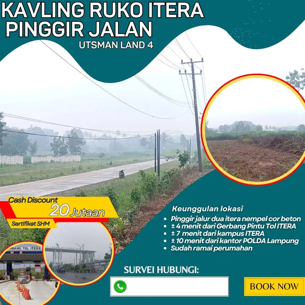 KAVLING RUKO JALUR DUA KAMPUS ITERA DAN KORPRI DP MURAH BISA DICICL