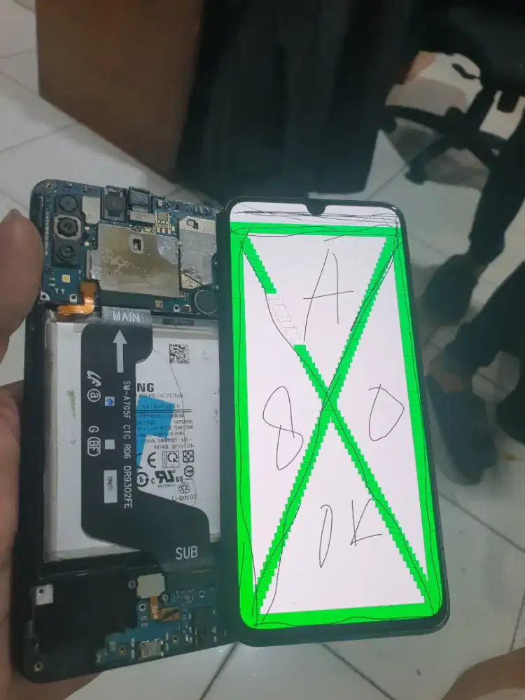 LCD samsung A80 original copotan minus normal