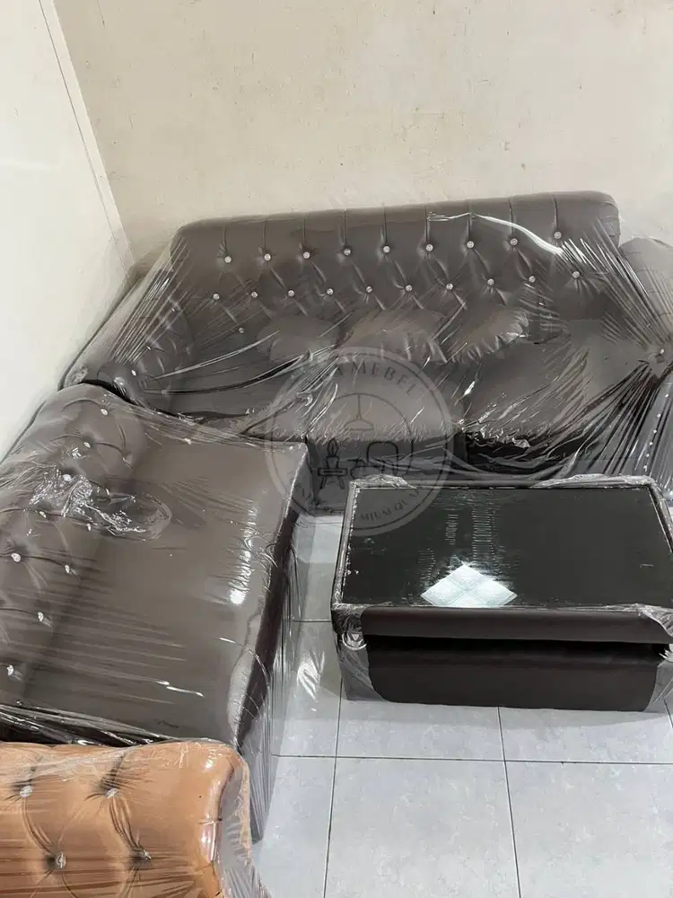 PROMO SET SOFA L BAHAN KULIT MODEL MINIMALIS SALE GRATIS ANTAR
