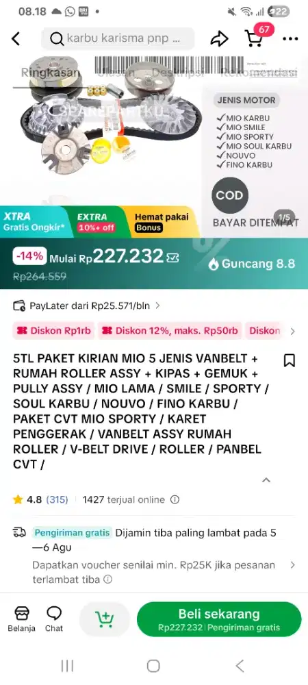 5TL paket KIRIAN MIO LAMA