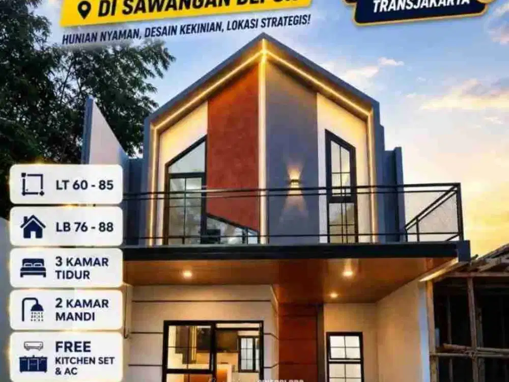 Rumah Scandinavian 2 Lantai Siap Huni Strategis di Sawangan Depok
