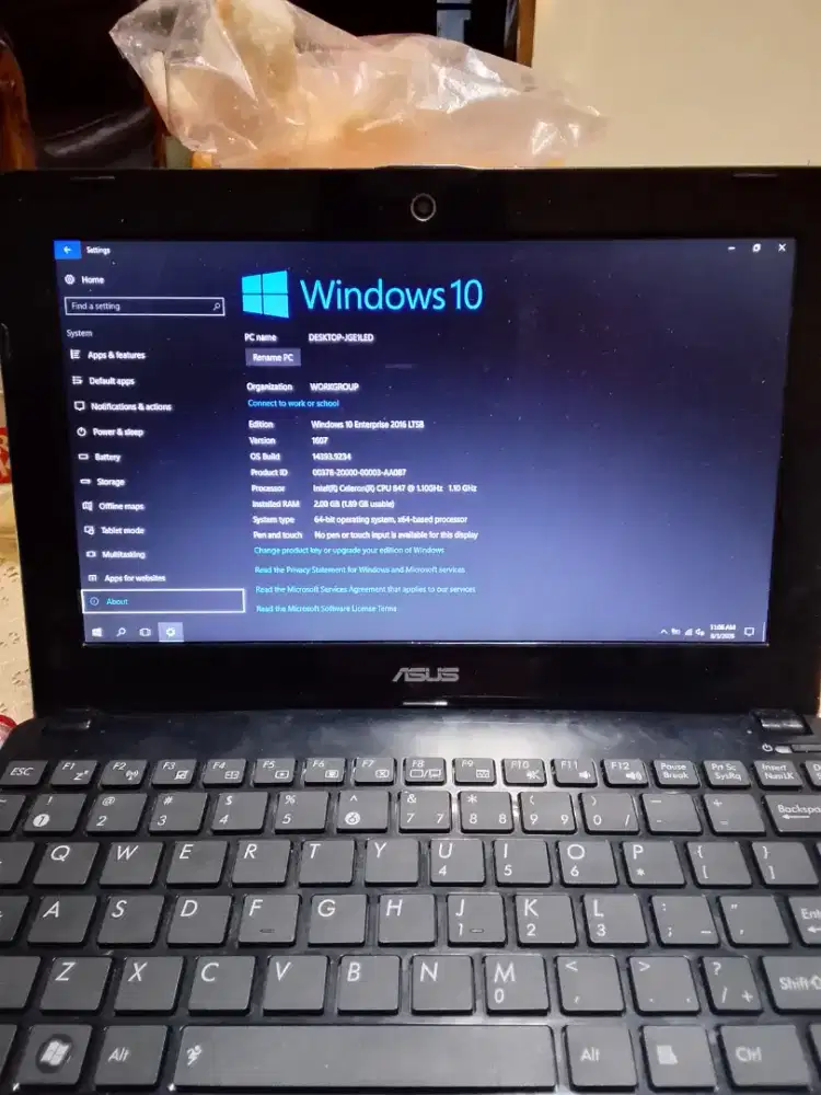Notebook asus ram 2gb