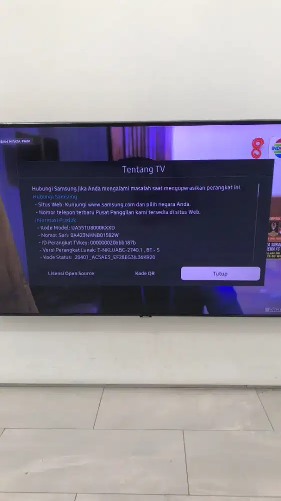 TV Samsung 4K 55 inch UA55TU8000 Mulus
