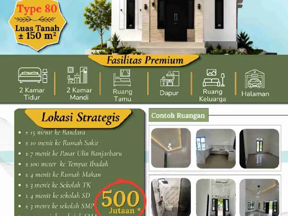RUMAH MEWAH SIAP BANGUN HARGA MURAH TYPE 80