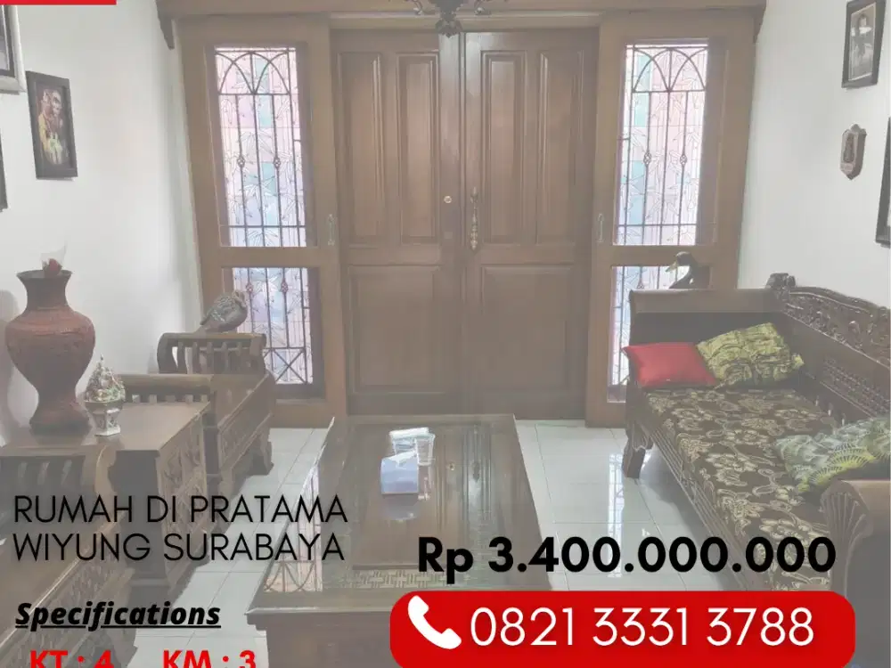 Dijual Cepat Rumah Siap Huni 4 Kamar di Pratama Wiyung Surabaya