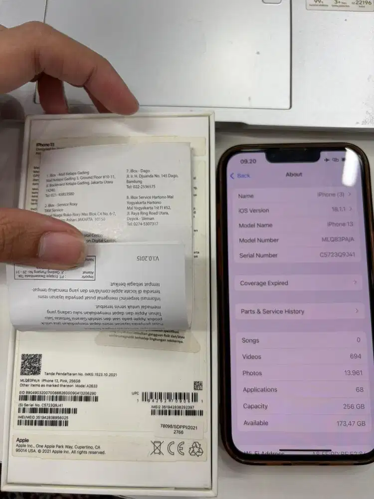 Iphone 13 pink 256 gb Ex Ibox