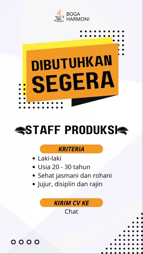 LOWONGAN STAFF PRODUKSI