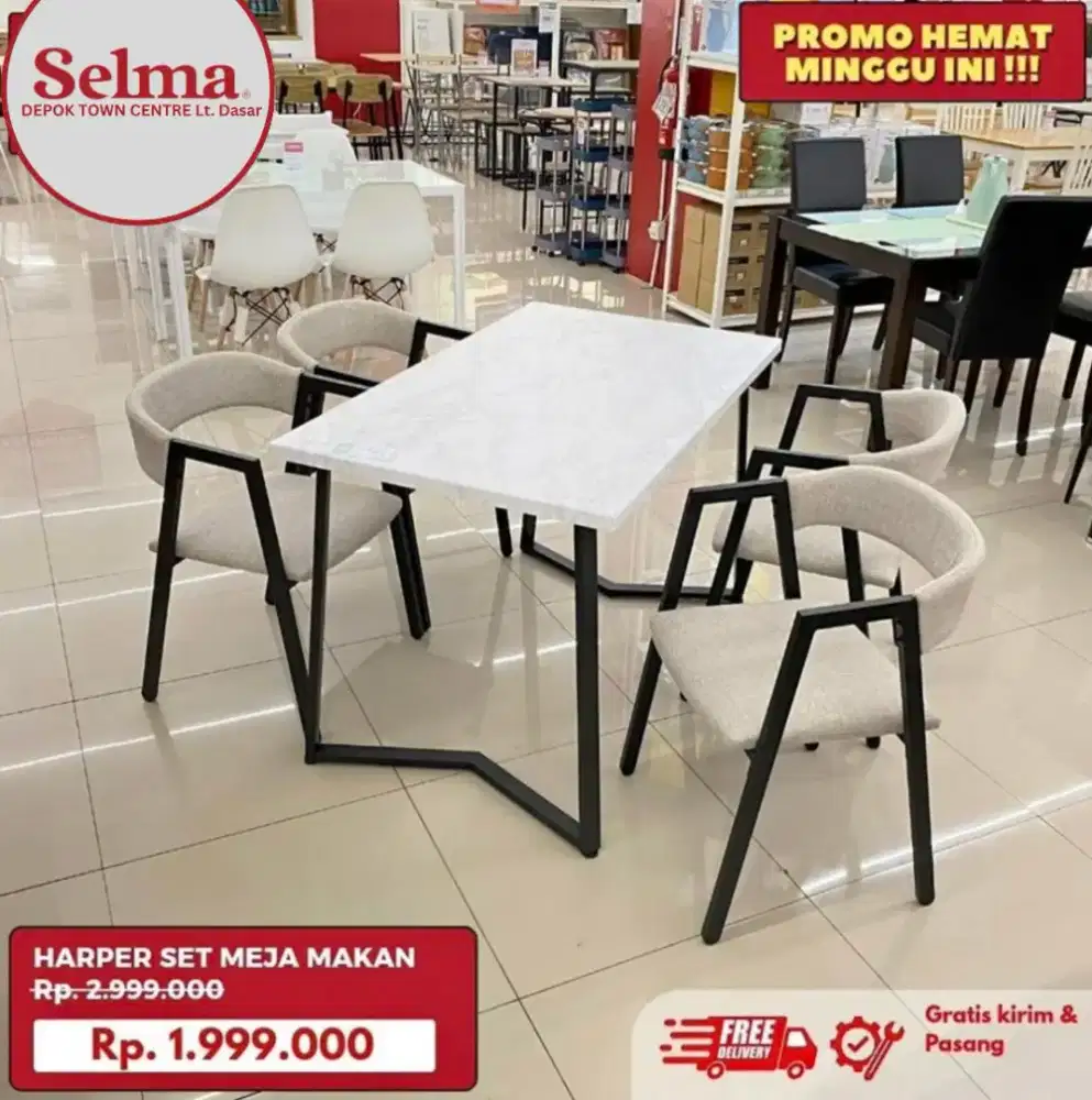 Set Meja Makan Minimalis 4 Kursi Promo Murah