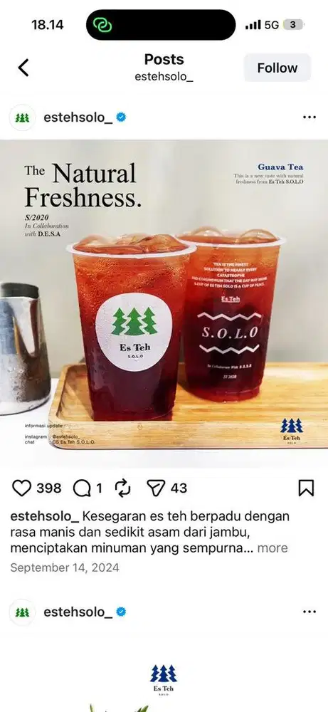 Lowongan Kerja stand es teh solo dan orenjers