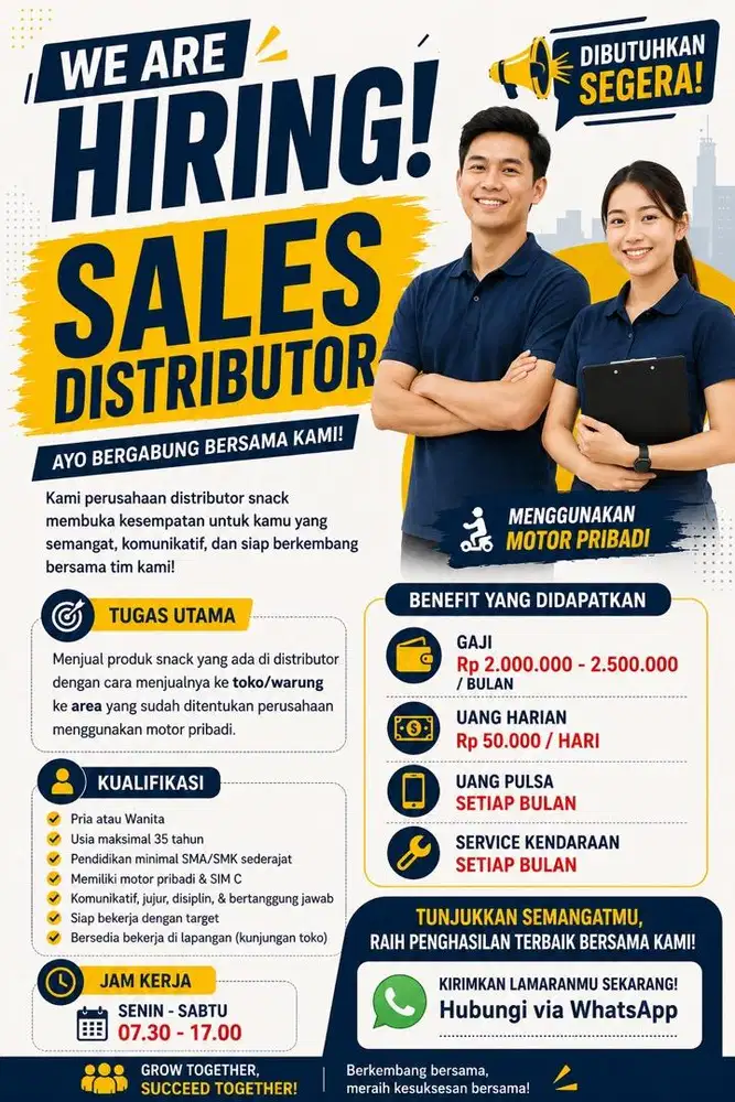 WE’RE HIRING! SALES & MOTORIS DISTRIBUTOR SNACK