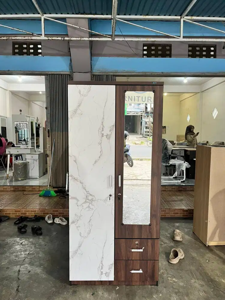 PROMO LEMARI PAKAIAN 2 PINTU + LACI MINIMALIS SALE TERMURAH TERLARIS