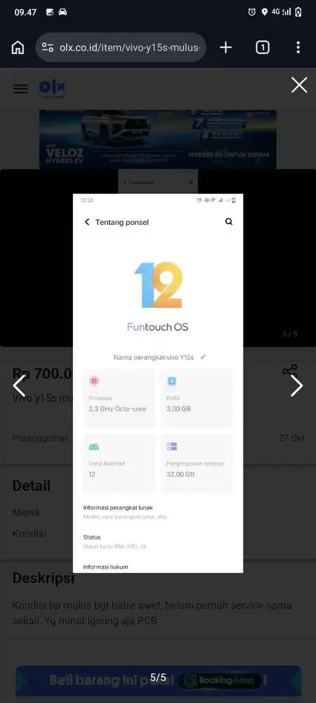 JUAL BU VIVO Y16S