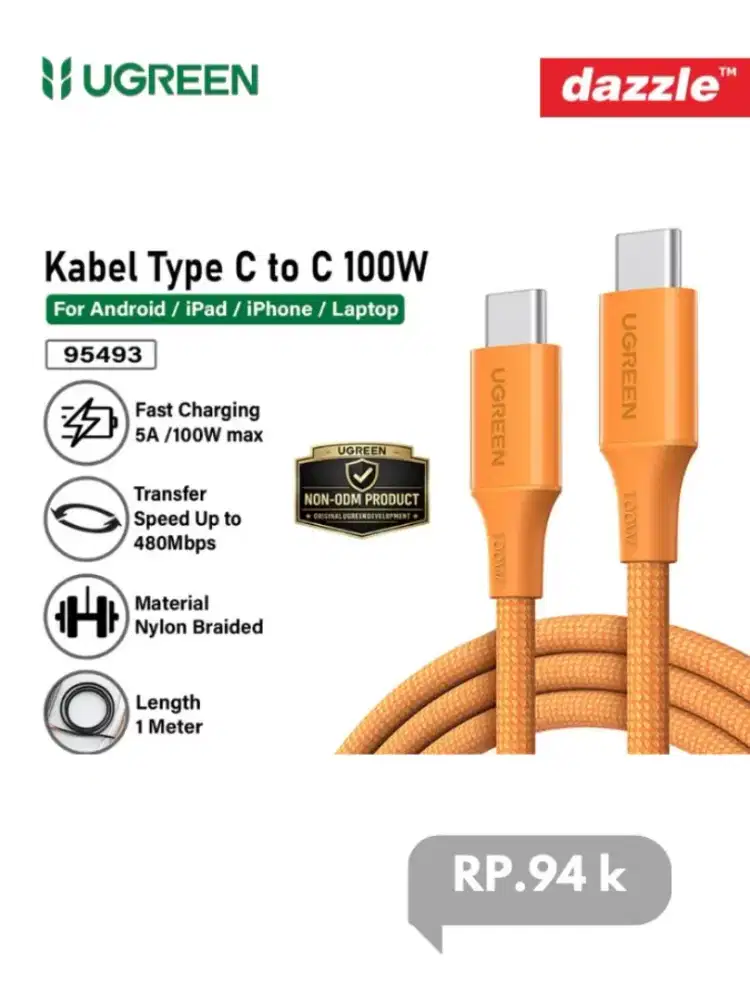 Kabel data USB-C to USB C UGREEN 100W