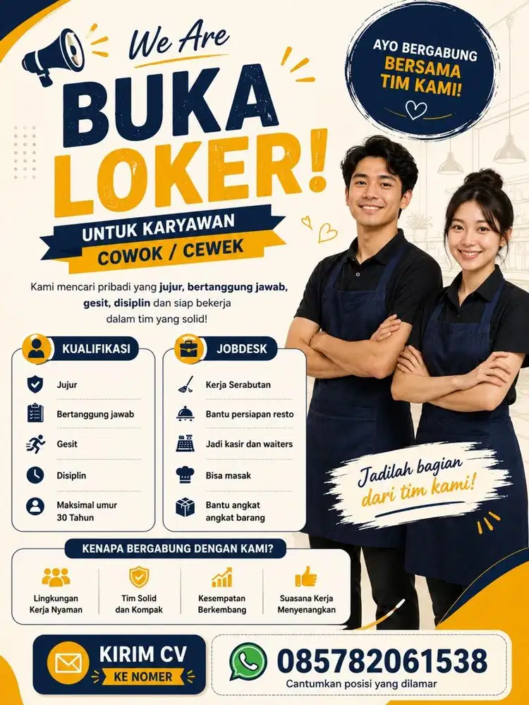 Loker Karyawan Wanita dan Laki Laki