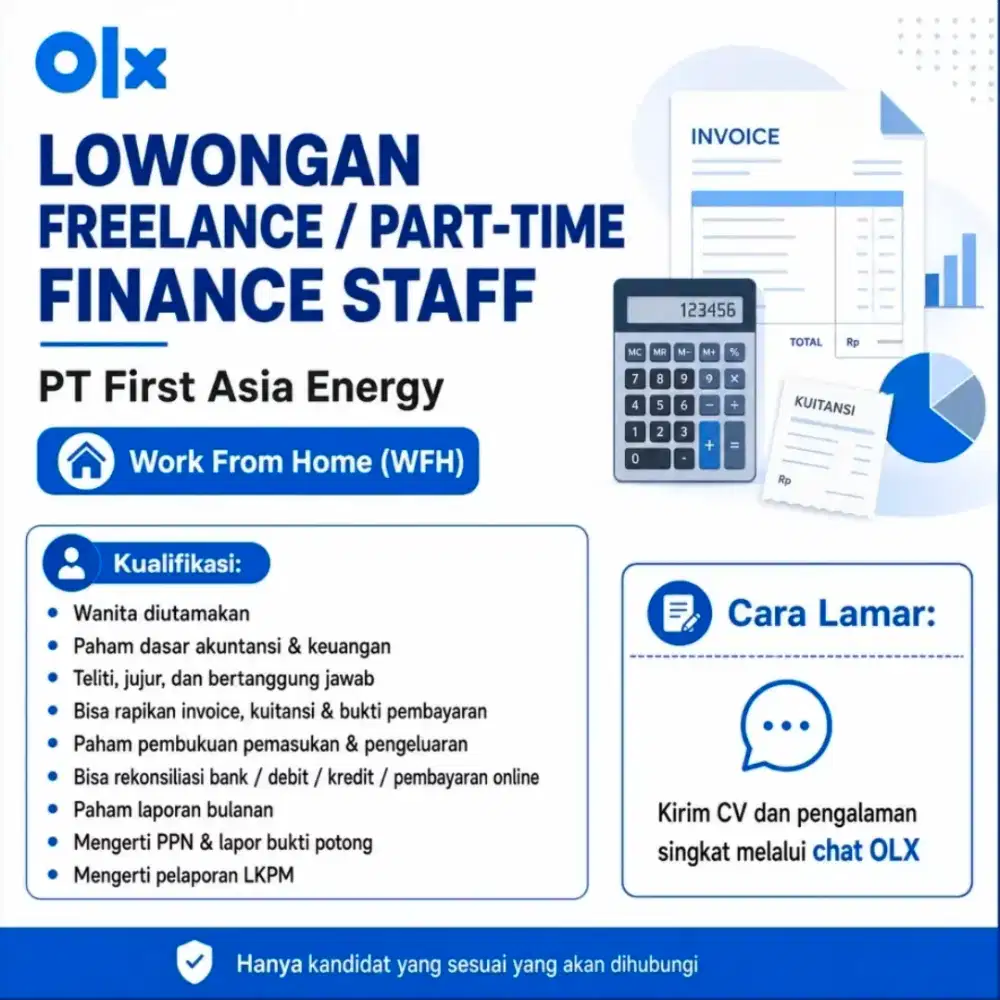 Lowongan Freelance / Part-Time Finance Staff – Work From Home