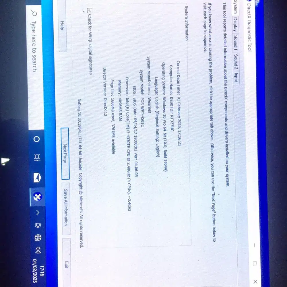 PC TOUCH SCREEN MERK WEARNES ALL IN ONE