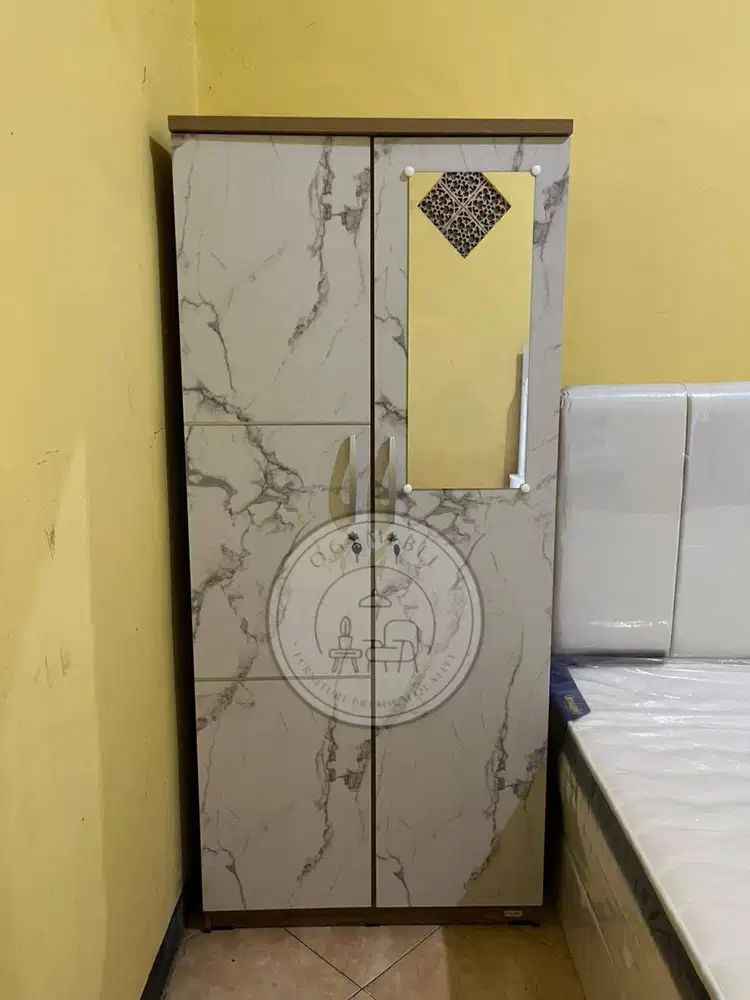 PROMO LEMARI PAKAIAN 2 PINTU FULL RAK MINIMALIS SALE GRATIS ANTAR
