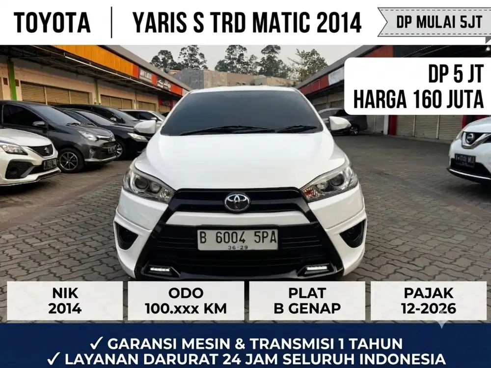 DP PROMO 5JT YARIS S TRD MATIC 2014 PUTIH