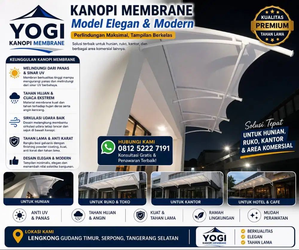 Kanopi Membrane Modern untuk Rumah & Ruko