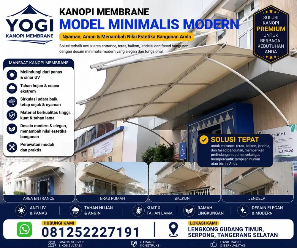 Kanopi Membrane Kuat, Elegan, dan Tahan Lama