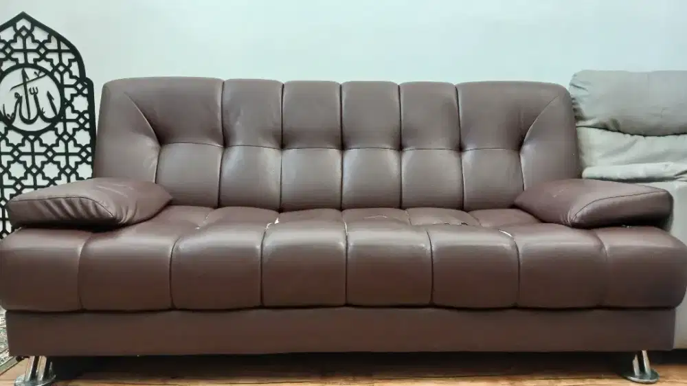 Sofabed coklat kulit
