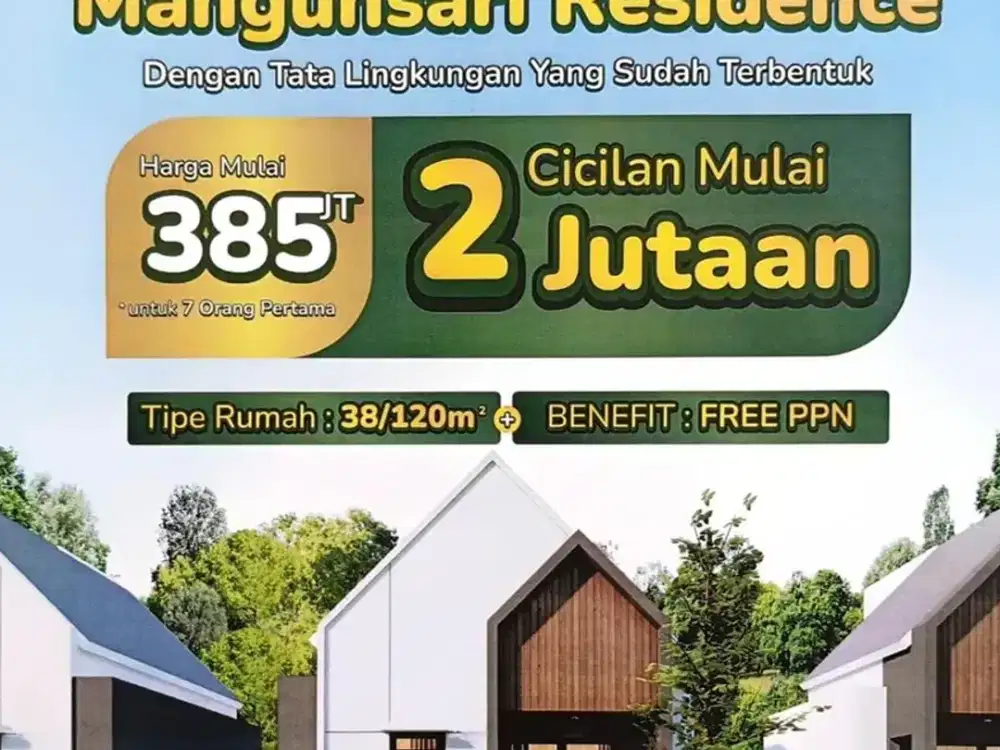 Rumah cluster di mangunsari harga 400 juta angsuran 2 jutaan