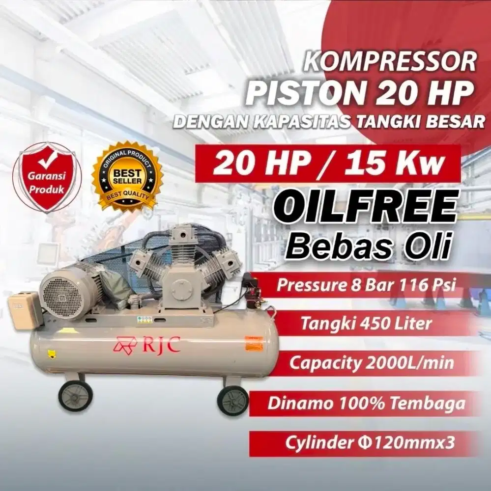Compressor oil free piston 20 hp Kompresor bebas Oli 15000w
