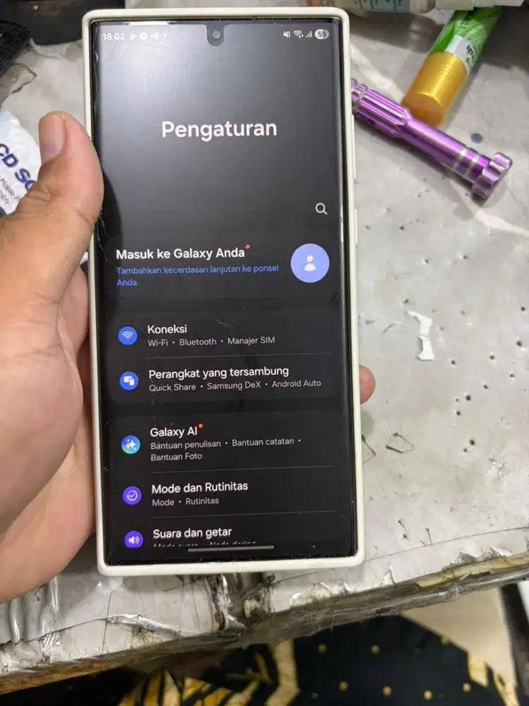 Samsung S22 Ultra sein 12/256 5G layar retak tompel dikit bs Tt