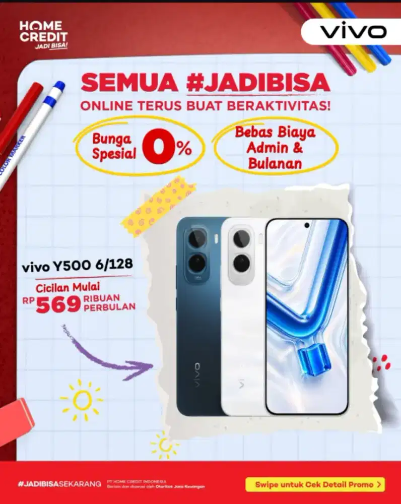 Vivo Y500 promo cicilan dengan Home Credit cukup KTP
