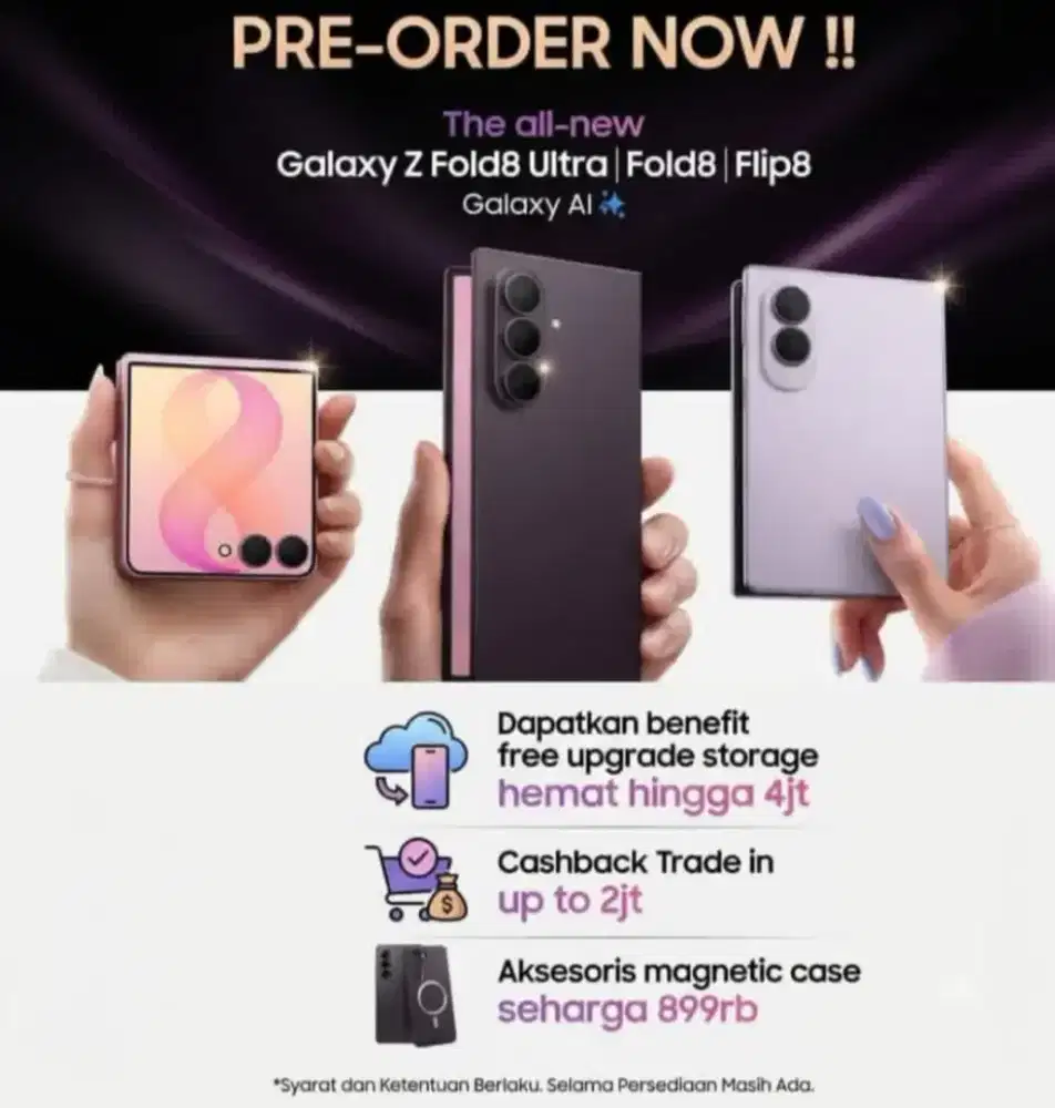 Pre-order Samsung galaxy Z Fold 8 dan zFlip pake home credit promo