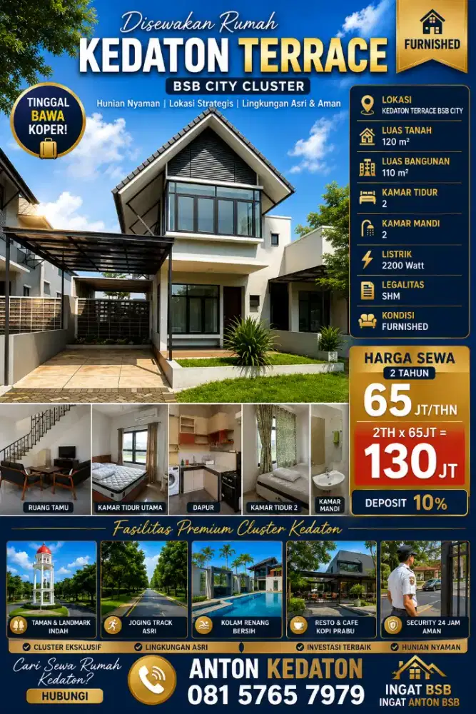 Sewa 2LT KEDATON FURNISHED bsb beranda bali miles serena forest hill