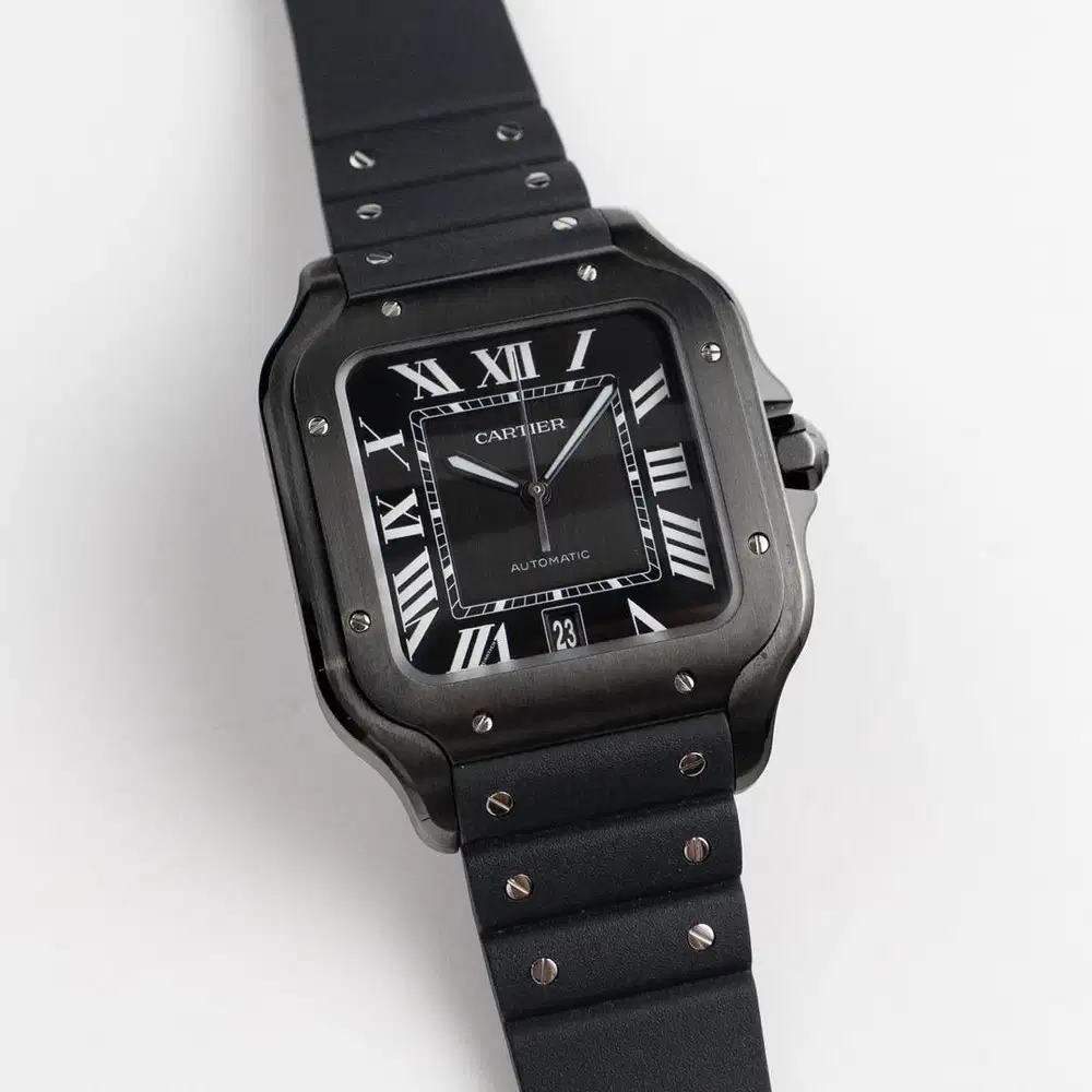 Cartier New Santos 100-L Black DLC with Rubber - New in Box