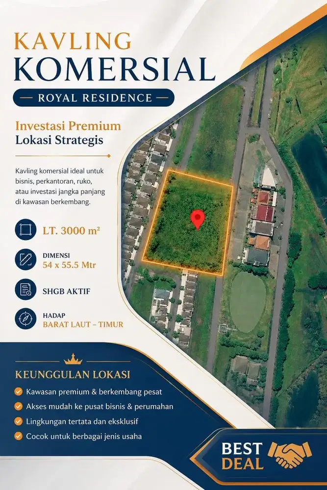 15JT/M2 HOT LISTING! DIJUAL KAVLING KOMERSIAL ROYAL RESIDENCE LUAS