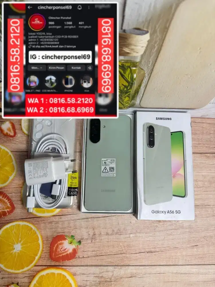Jual hp LIKENEW SAMSUNG A56 5g 12/256 istimewa grns 11 26 free adaptor