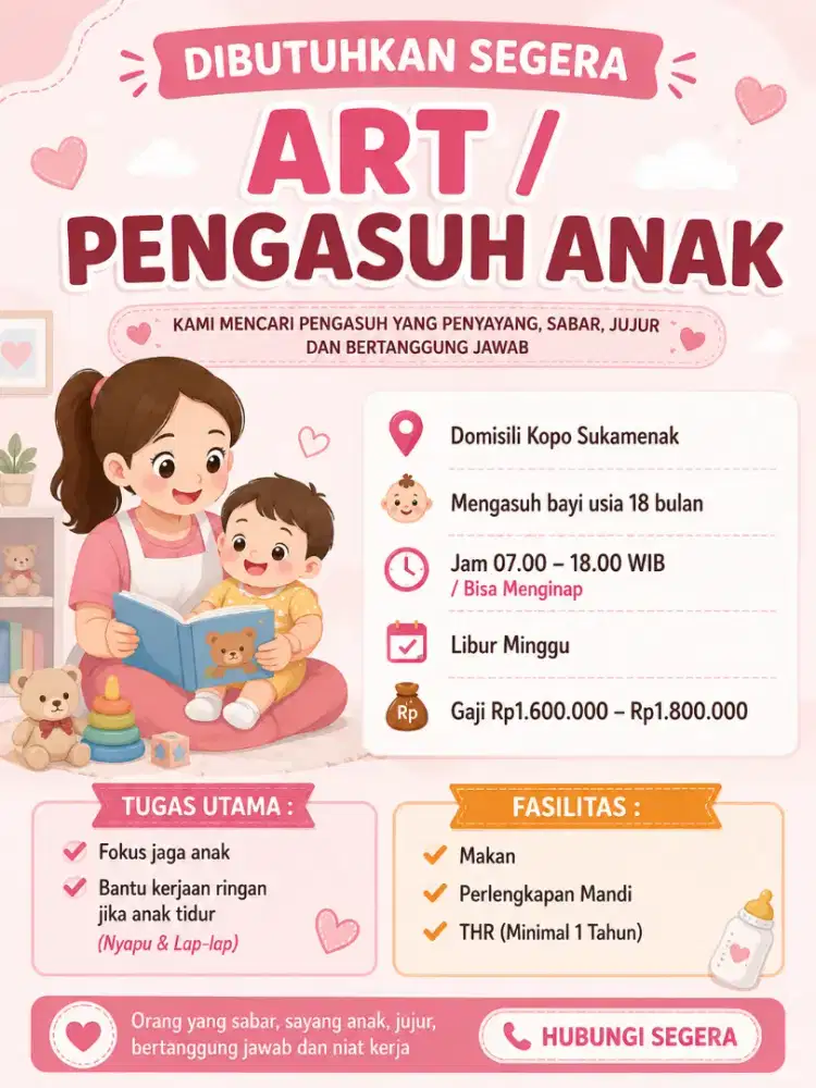 DIBUTUHKAN SEGERA PENGASUH ANAK