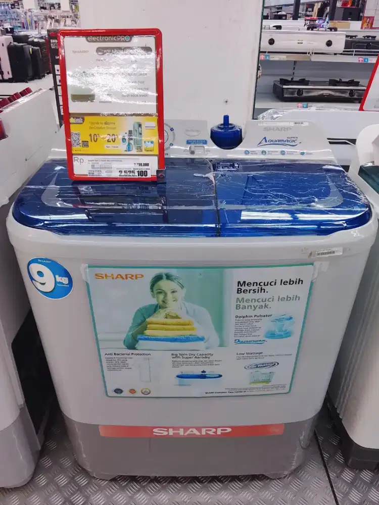 CICILAN SHARP WM 2TUBE 9KG FREE2× DP 0%