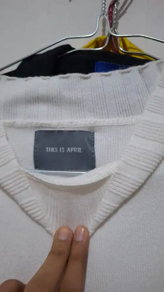 This Is April Knit Sweater Stripe Broken White Black Oversized
