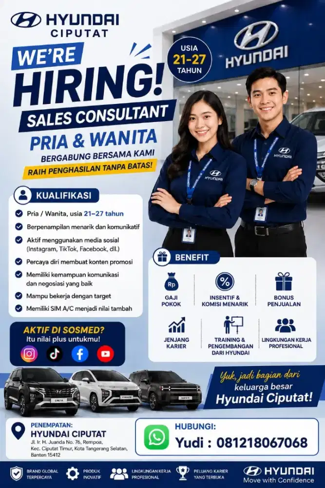 Lowongan Kerja: Sales Consultant – Hyundai Ciputat