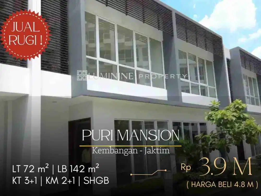 JUAL RUGI RUMAH DI TOWN HOUSE PURI MANSION - KEMBANGAN, JAKBAR