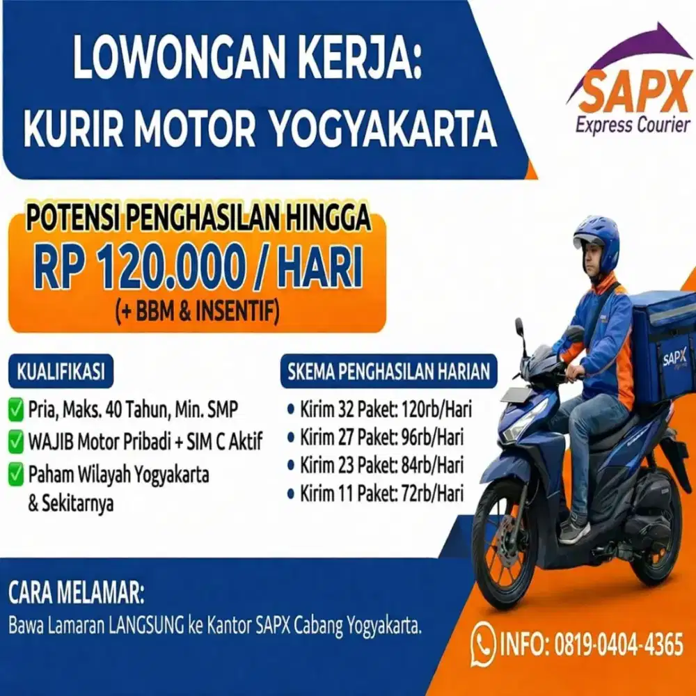 LOWONGAN KURIR MOTOR DELIVERY