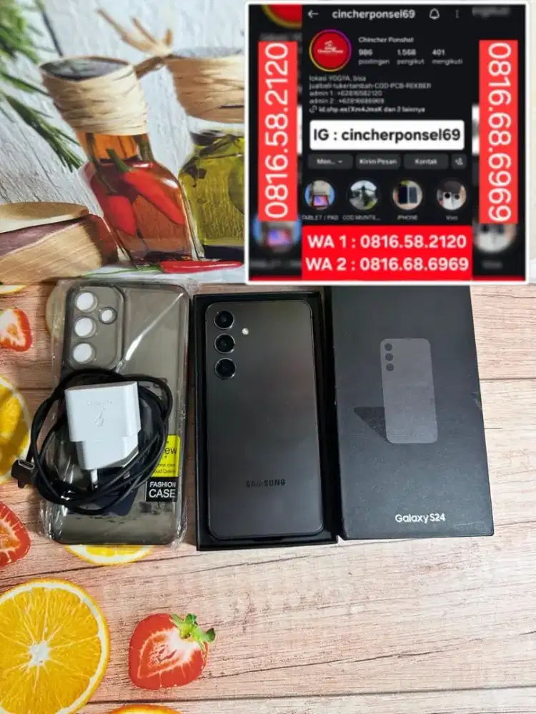 Jual hp Samsung S24 5g 512gb grns resmi LIKENEW istimewa free adaptor