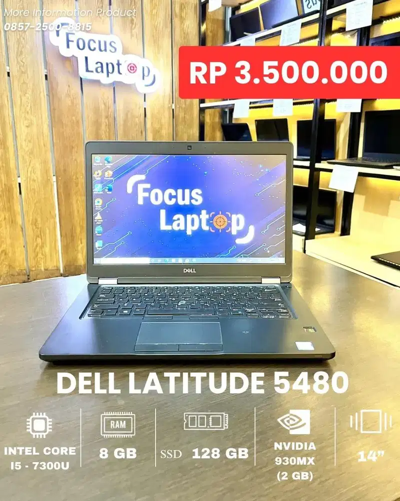 DELL 5480. INTEL CORE I5-7300U. RAM 8 GB. SSD 128 GB. VGA 2 GB. BL