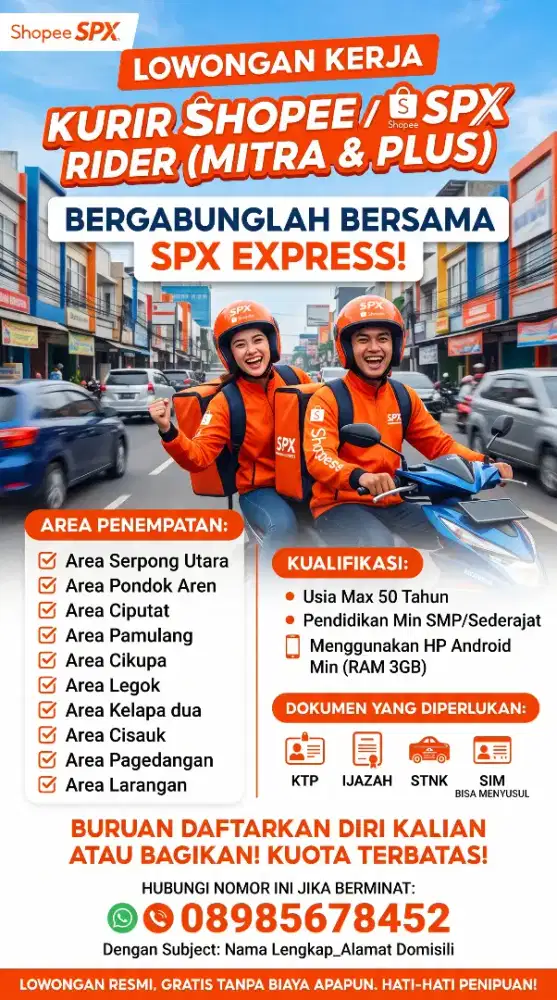 DIBUTUHKAN SEGERA KURIR MOTOR SPX EXPRESS