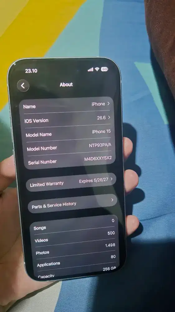 Wts Iphone 15/256 gb warna blue unit baru