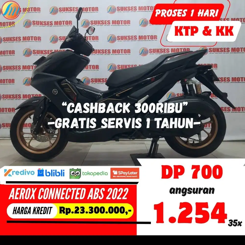 DP HANYA 700RB KREDIT YAMAHA AEROX CONNECTED ABS 2022 ANGSURAN RINGAN