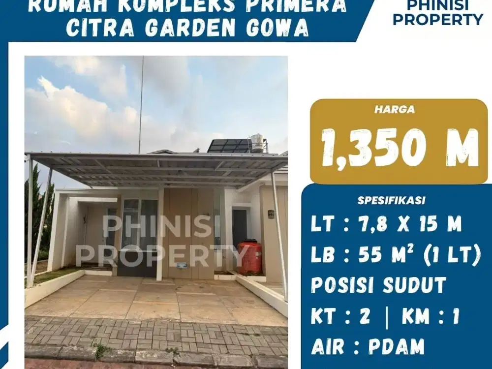 Dijual Rumah Hook di Komplek Primera Citra Garden Gowa – Siap Huni